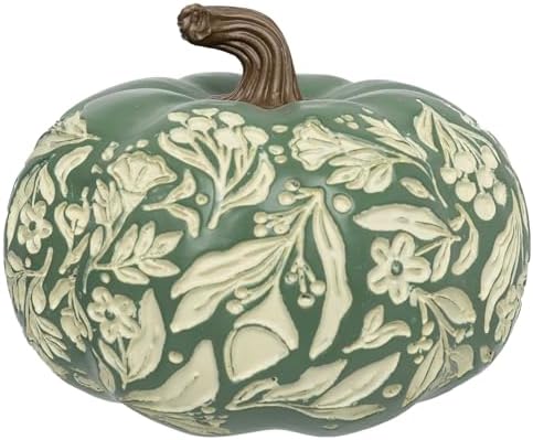 Boston International Pumpkin Thanksgiving Halloween Decorations for Home, Medium, Engraved Autumn Acorn by BostonInternational
