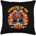 Thanksgiving Turkey Rapper Pilgrim Gobbling Up The Beat Throw Pillow by Unknown