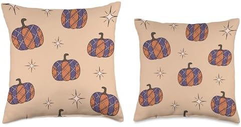Vintage Fall Season Thanksgiving Cozy Autumn Pumpkin Plaid Throw Pillow - Image 3
