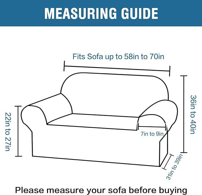 H.VERSAILTEX Stretch Couch Cover Loveseat Covers for 2 Cushion Couch Slipcover|Sofa Cover for Loveseat 1 Piece with Elastic Bottom, Checked Jacquard Fabric(58'-70' Wide, Rust)