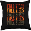 Autumn Foliage Pumpkin Decor Fall Leaves Shirt Fall Vibes Groovy Thankful Retro Hello Autumn Thanksgiving Throw Pillow, 18x18, Multicolor by Unknown