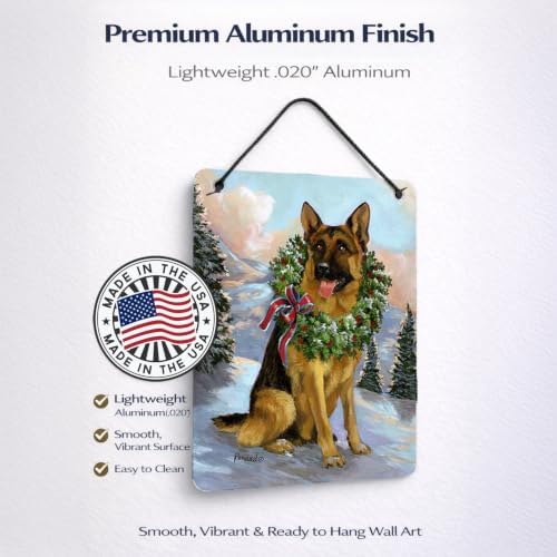 Caroline's Treasures PPP3098DS1216 German Shepherd Christmas Honor Wall or Door Hanging Prints Aluminum Metal Sign Kitchen Wall Bar Bathroom Plaque Home Decor Front Door Plaque, 12x16, Multicolor