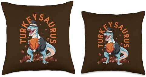 Turkeysaurus Dinosaur Trex Thanksgiving Shirt for Boys Men Throw Pillow - Image 3