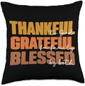 Thankful, Grateful, Blessed Christian Thanksgiving Throw Pillow by Unknown