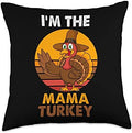 Mama Turkey Funny Thanksgiving Matching Family Throw Pillow by Unknown