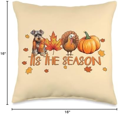 Tis The Season Miniature Schnauzer Fall Thanksgiving Throw Pillow - Image 4