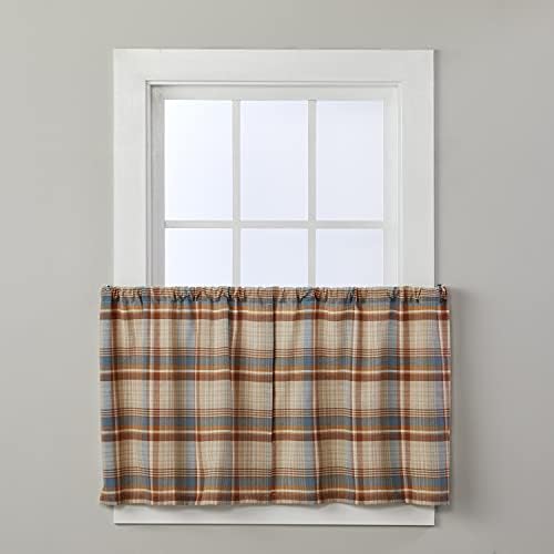 SKL Home Amber Plaid Tier Pair (2-Pack), Curtain, 24", Multi by SKLHomebySaturdayKnightLtd