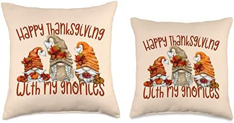 Happy Thanksgiving With My Gnomies Cute November Fall Gnome Throw Pillow - Image 3