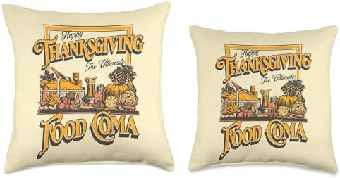 Happy Thanksgiving The Ultimate Food Coma Funny Family Meal Throw Pillow - Image 3