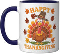 Happy Thanksgiving Funny Turkey Family Dinner Thanksgiving Ceramic Mug, Dark Blue/White, 11oz by Unknown