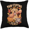 Paw-stuffing Feast Retriever Thanksgiving Golden Dog Throw Pillow by Unknown