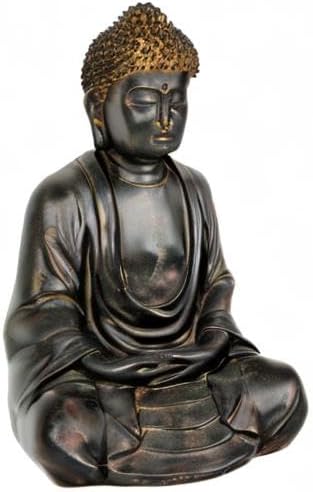 Red Lantern 9" Japanese Sitting Buddha Statue