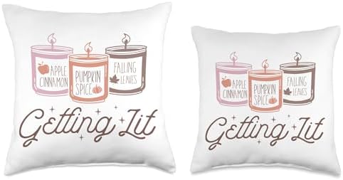 A & E C Getting Lit Fall Scented Candles Pumpkin Spice Thanksgiving Throw Pillow, 16x16, Multicolor - Image 3