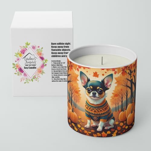 Caroline's Treasures DAC1035CDL Tricolor Chihuahua Fall Decorative Soy Candle Nature Soy Wax Essential Oil Home Decor Ideal for Bedroom Kitchen Bath Office Gift, 10 oz - Image 2