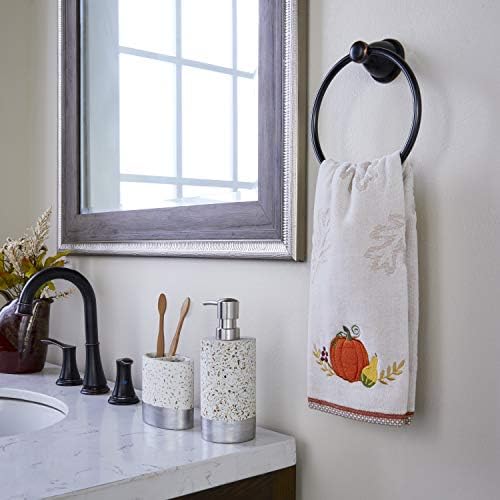SKL Home Fall/Thanksgiving Traditional Pumpkin Hand Towel Set-2pc, Natural