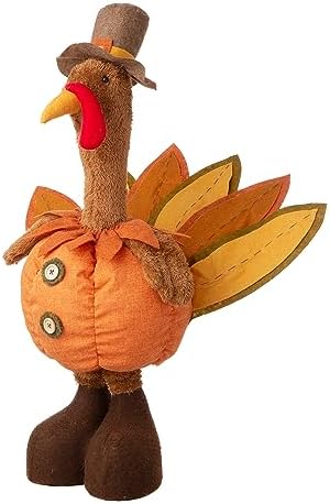 Glitzhome Thanksgiving Porch Decor Fabric Turkey Decorative Signage Standing Decor with Telescoping Legs and Timer - Image 4