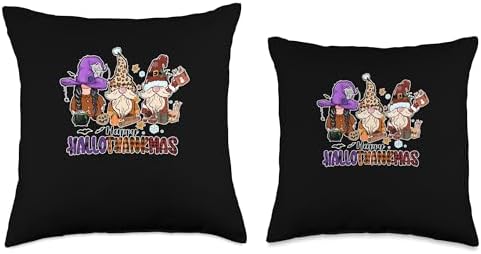 Halloween Thanksgiving Christmas HalloThanksMas Gnome Throw Pillow - Image 3