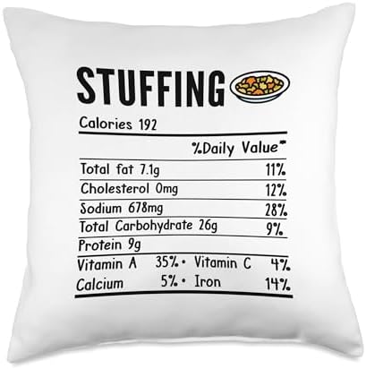 Stuffing Nutrition Facts Thanksgiving Food Family Matching Throw Pillow by Unknown