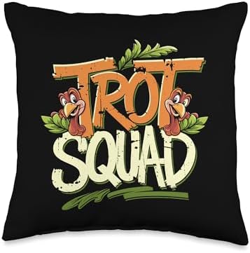 Trot Squad, Friendsgiving Squad Running Thanksgiving Throw Pillow by HadleyDesigns