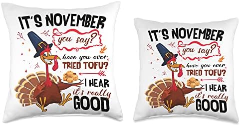 Funny Tofu Turkey Thanksgiving Throw Pillow - Image 3