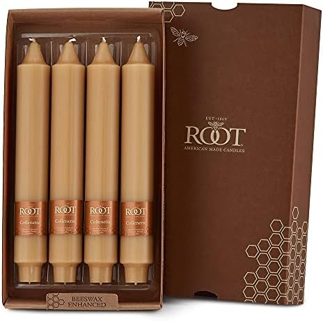 Root Candles 4-Count Unscented Smooth Collenettes, 9-Inch, Beeswax Color by RootCandles