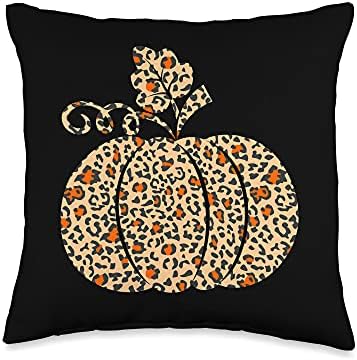 Leopard or Cheetah Print Pumpkin Halloween Thanksgiving Fall Throw Pillow by Unknown