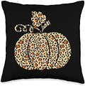 Leopard or Cheetah Print Pumpkin Halloween Thanksgiving Fall Throw Pillow by Unknown