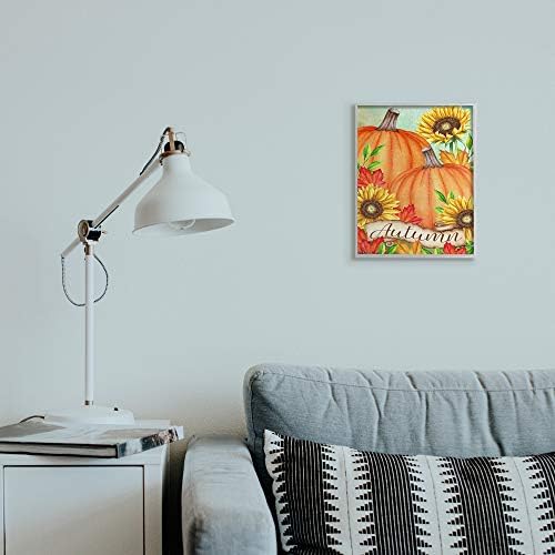 Pumpkins Sunflowers Red Leaves Harvest, 11 x 14 Inch Framed Giclée Print - Image 3