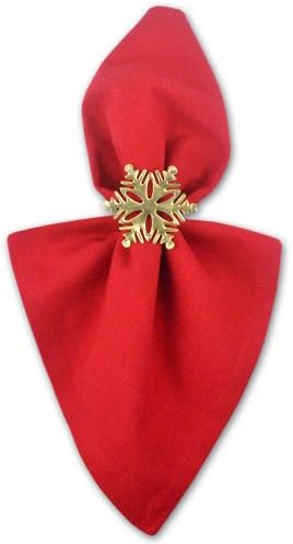 DII Christmas Thanksgiving Holiday Tabletop Décor Collection Decorative Napkin Ring Holder Set, 2.5" Diameter, Gold Snowflake, 6 Piece - Image 3