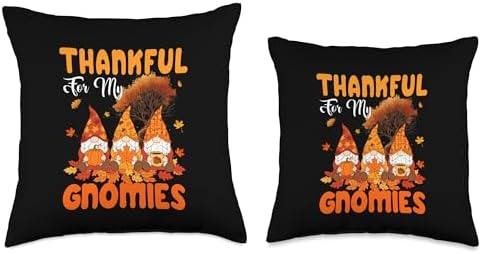 Thankful for My Gnomies Three Gnomes Fall Tree Thanksgiving Throw Pillow - Image 3