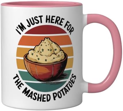 I'm Just Here For The Mashed Potatoes Ceramic Mug, Pink/White, 11oz - Image 2