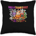 Halloween Thanksgiving Christmas HalloThanksMas Coffee Throw Pillow by Unknown