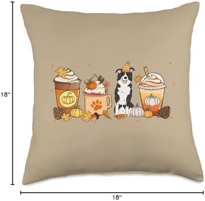 Border Collie Coffee Pumpkin Spice Dog Fall Thanksgiving Throw Pillow - Image 4