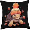 Fall Vibes Turtle Autumn Season Turtle Autumn Leaves Fall Season Thanksgiving Throw Pillow, 18x18, Multicolor by Unknown