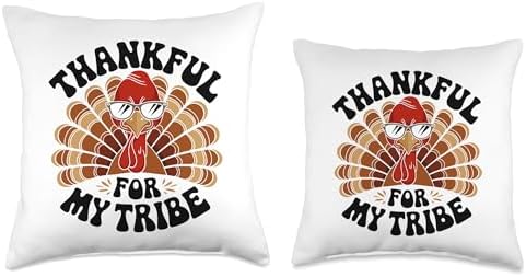 Thankful For My Tribe, Friendsgiving Squad, Thanksgiving Throw Pillow - Image 3