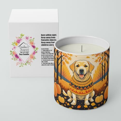 Caroline's Treasures DAC1056CDL Yellow Labrador Retriever Fall Decorative Soy Candle Nature Soy Wax Essential Oil Home Decor Ideal for Bedroom Kitchen Bath Office Gift, 10 oz - Image 2