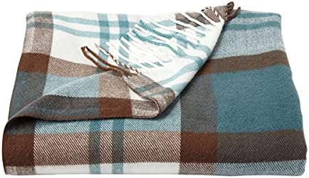 Lavish Home Soft Throw Blanket, Teal/Brown Plaid, 60” x 70” by LavishHomeCollection