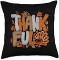 Thankful Turkey Thanksgiving Fall Autumn Line Art Throw Pillow by Unknown
