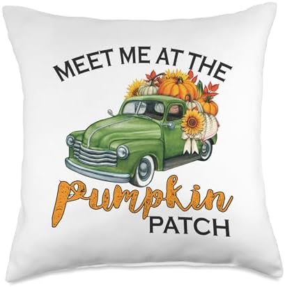 Meet Me at The Pumpkin Patch Pickup Fall Thanksgiving Xmas Throw Pillow by Unknown