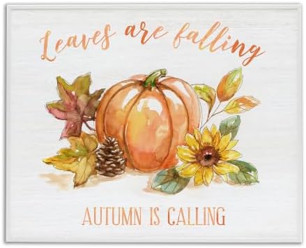 Stupell Industries Leaves Falling Autumn Calling Sentiment Pumpkin Pinecone Sunflower by StupellIndustries
