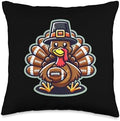 Football Turkey Funny Thanksgiving Animal Bird Sports Player Throw Pillow by Unknown