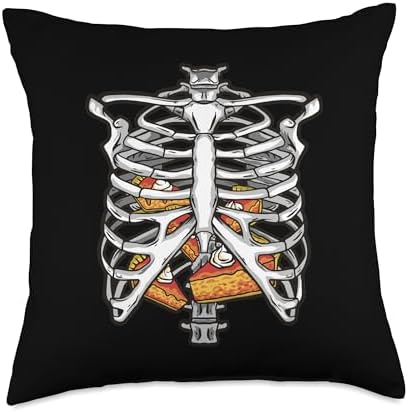 Skeleton Pumpkin Pie Rib Cage X-Ray Halloween Thanksgiving Throw Pillow by Unknown