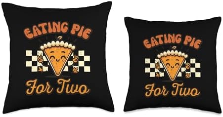 Thanksgiving Pregnancy Eating Pie for 2 Announcement Women Throw Pillow - Image 3