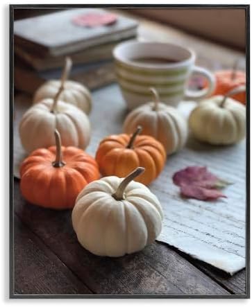 Cozy Pumpkin Harvest Coffee Mug, 11 x 14 Inch Framed Giclée Print by StupellIndustries