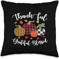 Autumn Fall Thanksgiving Thankful Grateful Blessed Pumpkin Throw Pillow by Unknown