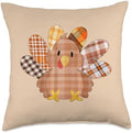 Cute Autumn Plaid Thanksgiving Turkey Throw Pillow by Unknown