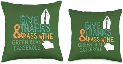 Holiday Dinner Favorites Home Cooking Give Thanks Pass Green Bean Casserole Thanksgiving Family Throw Pillow, 16x16, Multicolor - Image 3