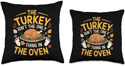 Turkey Isn't The Only Thing In Oven, Pregnancy Thanksgiving Throw Pillow - Image 3