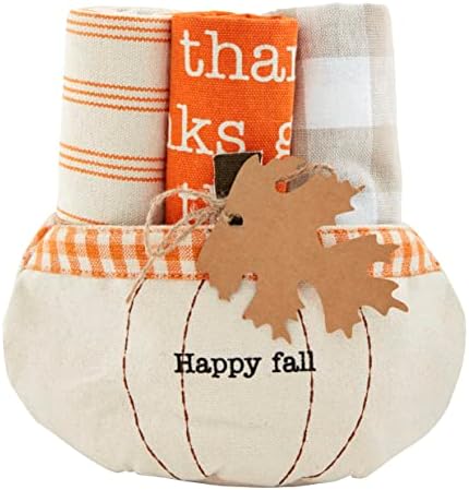 Mud Pie Pumpkin Towel Set, Happy Fall, 21" x 14" by MudPie