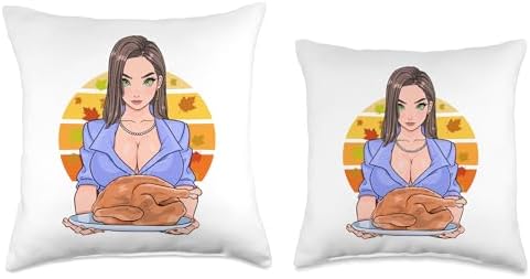 Turkey Breasts Funny Happy Thanksgiving Couple Matching Throw Pillow - Image 3